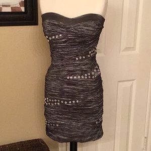 Arden B Strapless grey mini dress